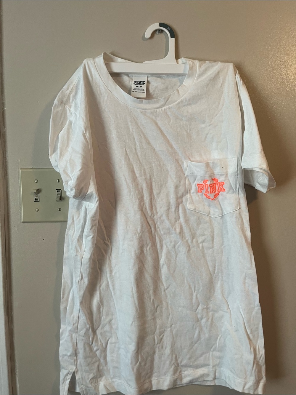 Victorias Secret White Love Pink White Tee with Pocket XS